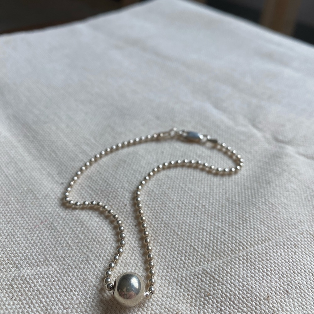 Sterling Silver Beaded Anklet